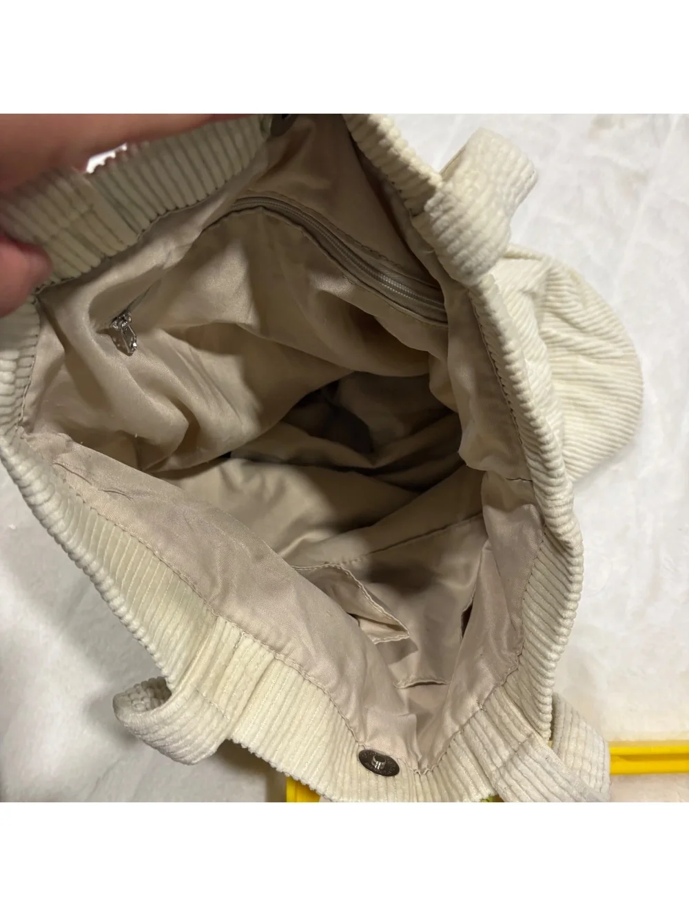 Urban Outfitters UO-76 Corduroy Tote Bag Women Cream Cotton Polyester Lining